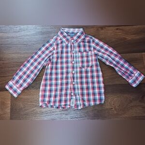 OshKosh B'gosh 4t Red Plaid Button-up Long Sleeve Shirt